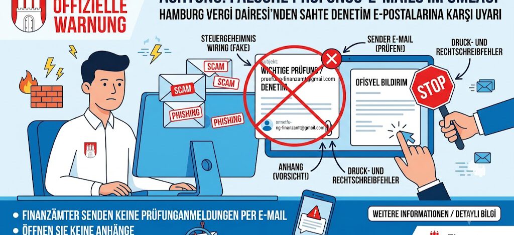 Hamburg Vergi İdaresi’nden  Sahte Denetim E-Postalarına Karşı Uyarı